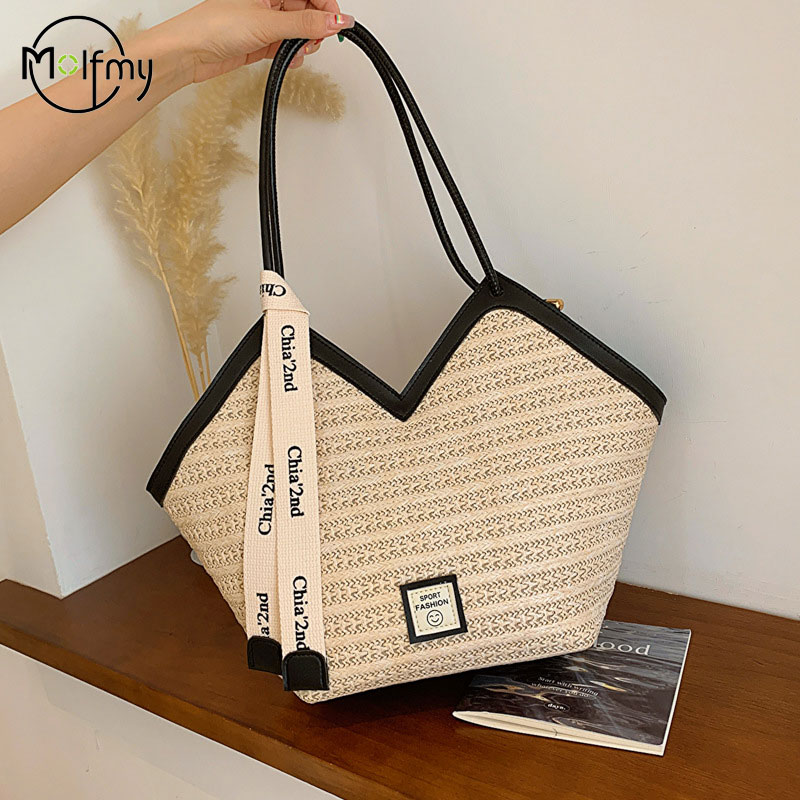 Woven Straw Bag - Borsa da spiaggia da donna Borsa