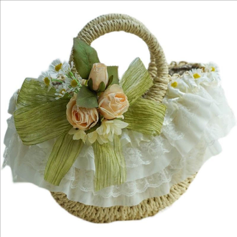 Woven Straw Bag - Borsa intrecciata in paglia di pizzo