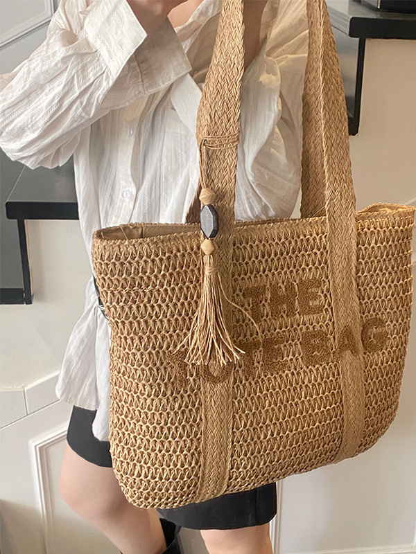 Woven Straw Bag - Borsa Tote Grande in Paglia Intrecciata